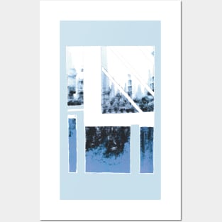 Blue Cityscape winter snowstorm Posters and Art